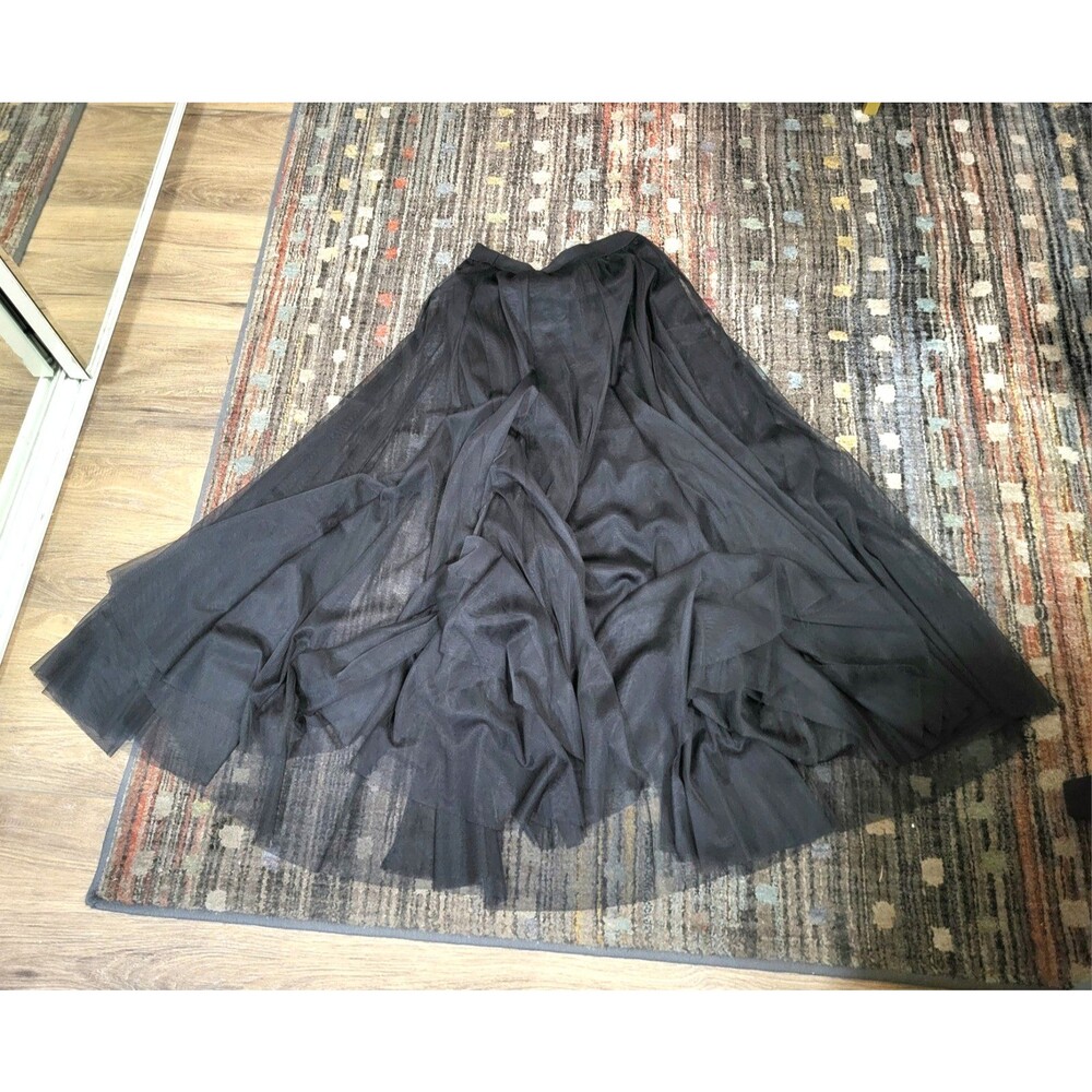 Layered Black Tulle Whimsigoth Dark Fairycore Balletcore Witchy Midi Skirt